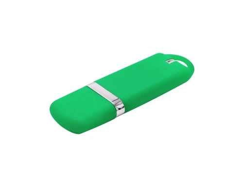 Флешка Shape с покрытием Софт Тач в футляре, зеленый