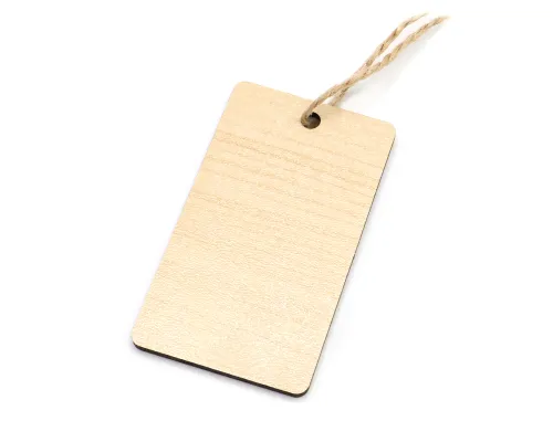 Бирка из ламинированного ХДФ на верёвке, Прямоугольная