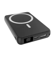 Магнитный внешний аккумулятор Quantum с беспроводной зарядкой (15W), 10000 Mah, черный