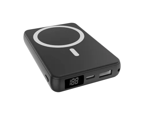 Магнитный внешний аккумулятор Quantum с беспроводной зарядкой (15W), 10000 Mah, черный