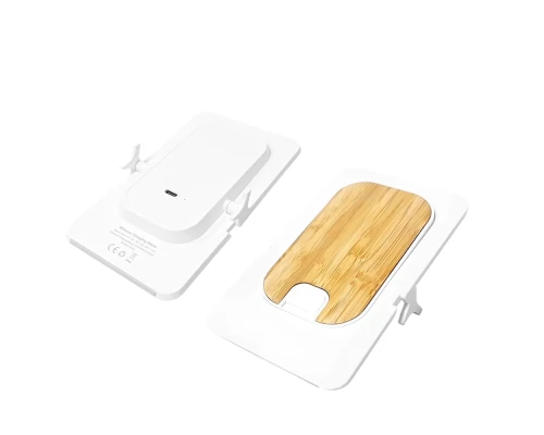 Беспроводное зарядное устройство Bambooco 15W, белый с бамбуковым