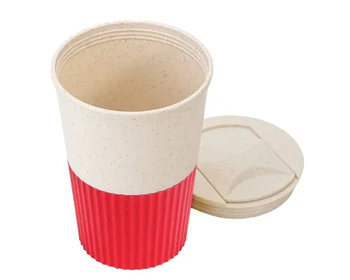 Термостакан пластиковый Wavy с манжетой, красный