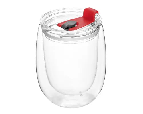 Стакан стеклянный Mango To Go, белый/красный