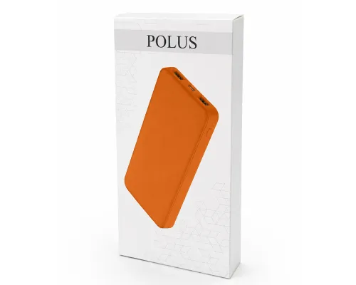 Внешний аккумулятор Polus, 10000 Mah, софт-тач покрытие, оранжевый