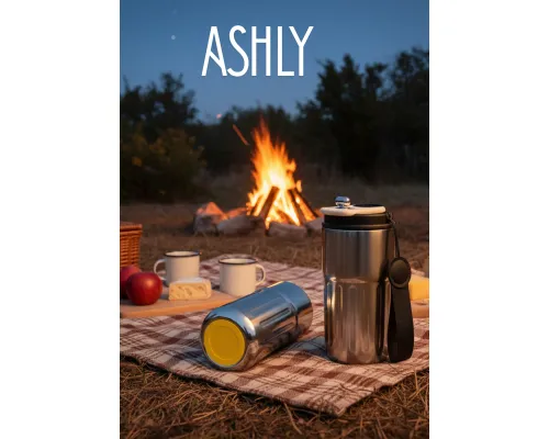 Термокружка Ashly To Go, серебристая/чёрная/жёлтая