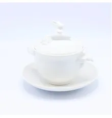 Бульонница "Кролик - Везунчик" с тарелкой, 425 мл, Белый