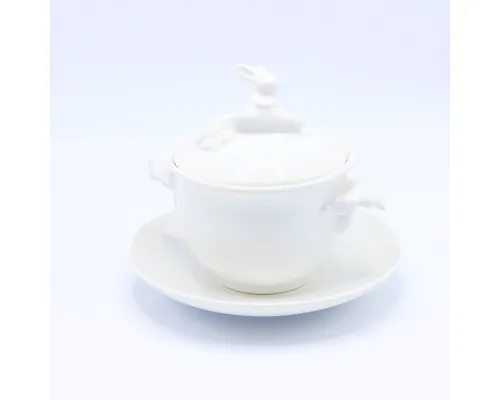 Бульонница "Кролик - Везунчик" с тарелкой, 425 мл, Белый