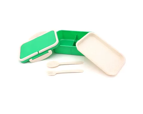 Ланчбокс (контейнер для еды) Inar из пшеничного волокна, зелёный