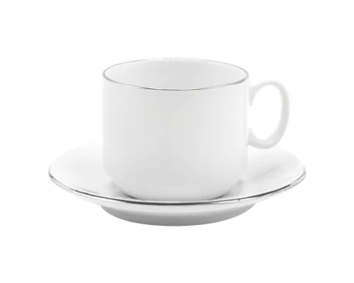 Чайная пара фарфоровая 220см³ экспресс Платиновый в коробке