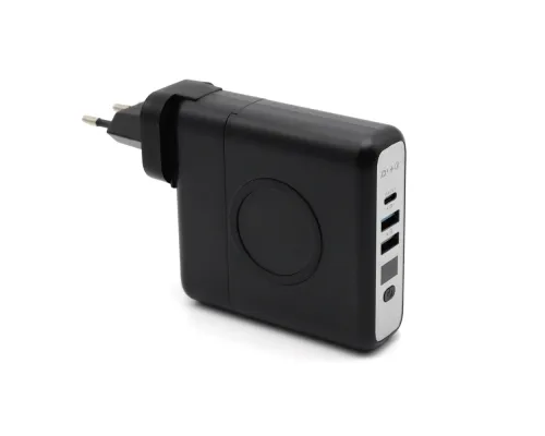 Внешний аккумулятор Gemini с беспроводной зарядкой и сетевым адаптером, 10000 mAh, черный Внешний аккумулятор Gemini с беспроводной зарядкой и сетевым адаптером, 10000 mAh, черный