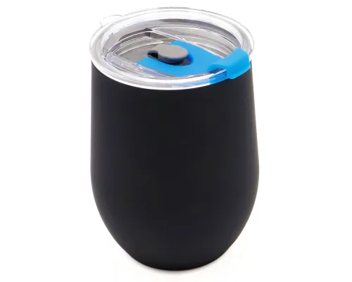 Термокружка с двойной стенкой SOFTO To Go софт-тач, черная/синяя