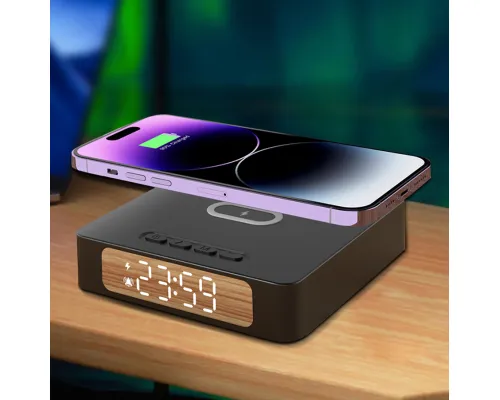 Часы с беспроводной зарядкой Raven 3в1, черный