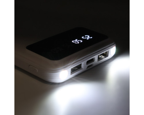 Внешний аккумулятор Dorado 10 000 mAh с фонариком, белый Внешний аккумулятор Dorado 10 000 mAh с фонариком, белый