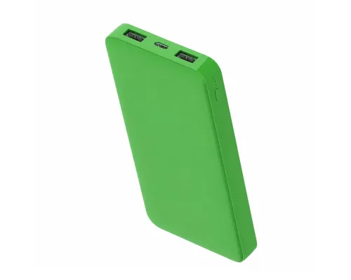 Внешний аккумулятор Polus, 10000 Mah, софт-тач покрытие, зеленый