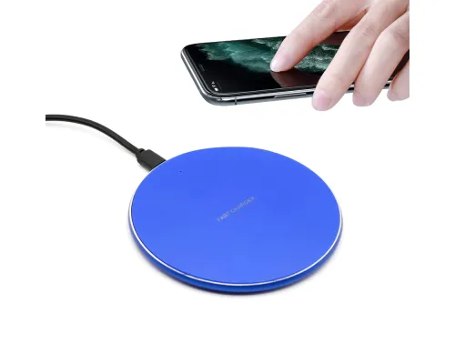 Беспроводное зарядное устройство Flappy, синий с лого