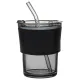 Стакан стеклянный с трубочкой и капхолдером Karamel, черный