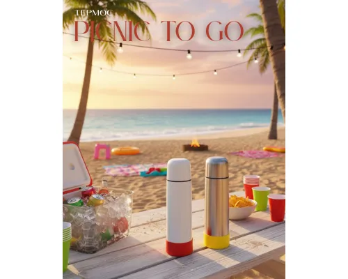 Термос Picnic Bright To Go, белый/красный