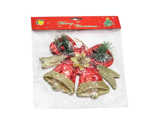 Пластиковое украшение - колокольчики красно-золотистые