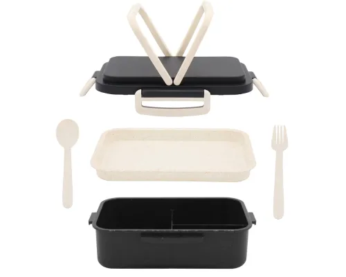 Ланчбокс (контейнер для еды) Inar из пшеничного волокна, чёрный.