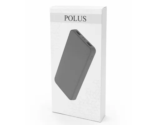 Внешний аккумулятор Polus, 10000 Mah, софт-тач покрытие, серый