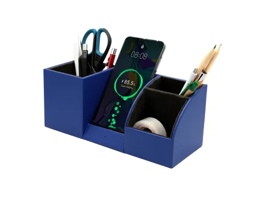 Настольный органайзер Boss c беспроводной зарядкой, синий