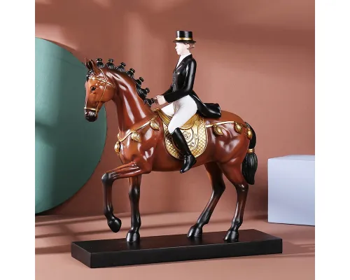 Статуэтка "Наездница и лошадь", цвет коричневый