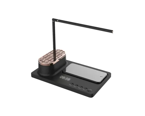 Интерьерная лампа c колонкой, беспроводной зарядкой и дисплеем Volando