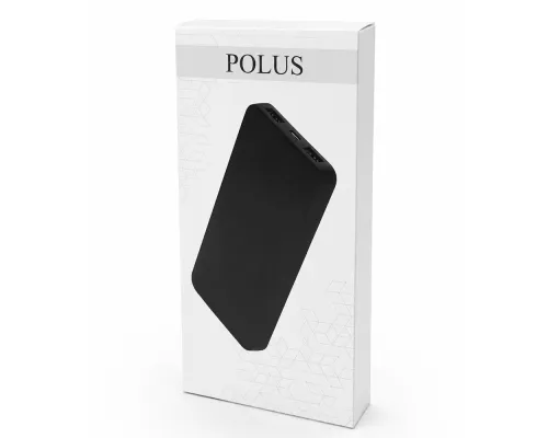 Внешний аккумулятор Polus, 10000 Mah, софт-тач покрытие, черный