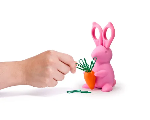 Ножницы и магнит со скрепками Bunny, розовые