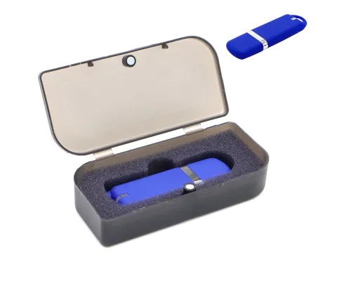 Флешка Shape с покрытием Софт Тач в футляре, синий