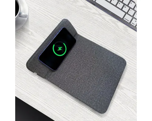 Коврик для мышки с беспроводной зарядкой Gratto, черный
