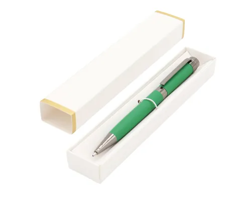 Ручка Senator в коробке Cradle белой с позолотой, зелёная