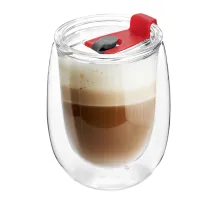 Стакан стеклянный Mango To Go, белый/красный