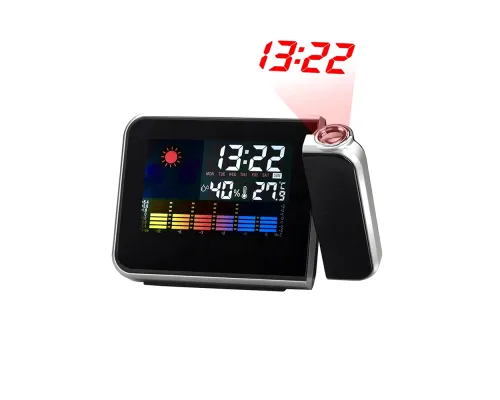 Часы-метеостанция Jettix с проективным циферблатом, черные