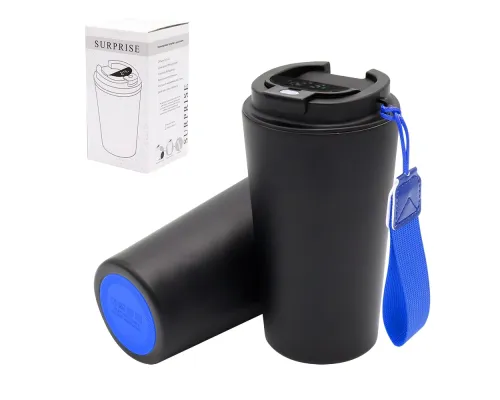 Термокружка Surprise To Go с индикатором, чёрная/синяя