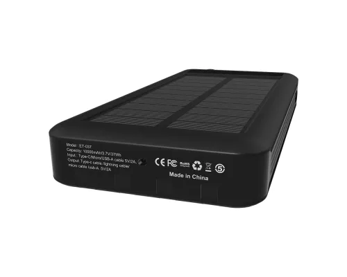 Внешний аккумулятор Xyron с солнечной панелью, 10000 mAh, черный