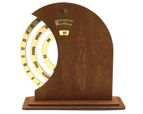 Вечный календарь из дерева TimeLore, коричневый / золотой