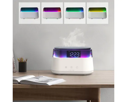 Светодиодный USB увлажнитель-ароматизатор Brava с часами с RGB подсветкой