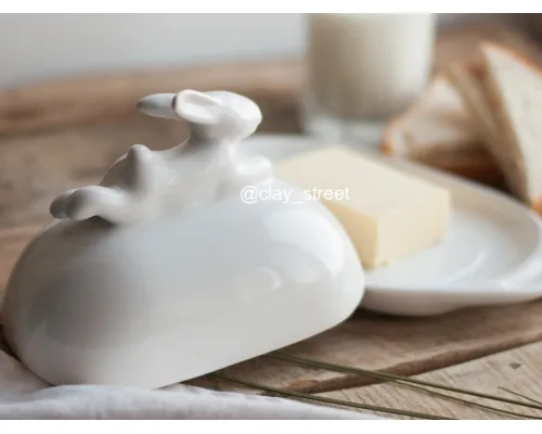 Маслёнка с кроликом, 380 мл, Белый