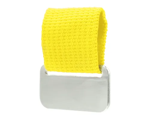 Металлический шильд с цветным ремешком (съёмный), жёлтый