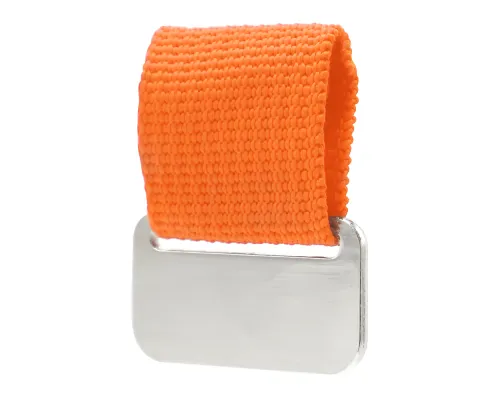 Металлический шильд с цветным ремешком (съёмный), оранжевый