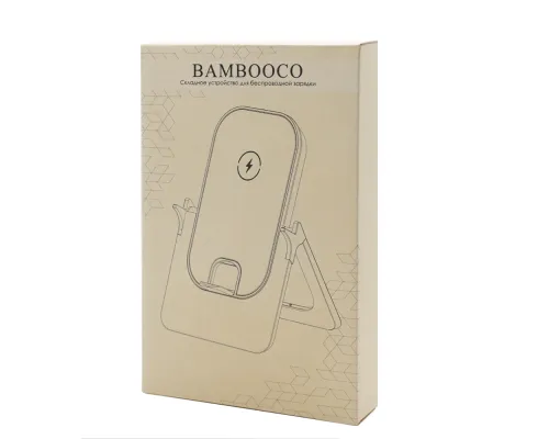 Беспроводное зарядное устройство Bambooco 15W, белый с бамбуковым