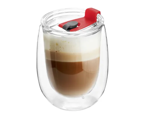 Стакан стеклянный Mango To Go, белый/красный