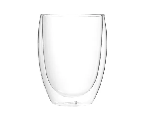 Стакан стеклянный Lotos с двойными стенками и крышкой, голубой