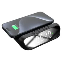 Часы с беспроводной зарядкой Drake 3в1, черный