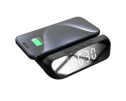 Часы с беспроводной зарядкой Drake 3в1, черный