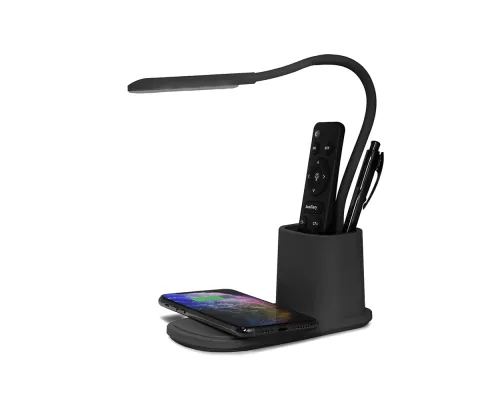 Настольная лампа с беспроводной зарядкой Tenza, черная