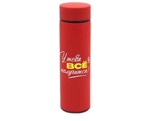 Термос Bronx софт-тач, красного цвета