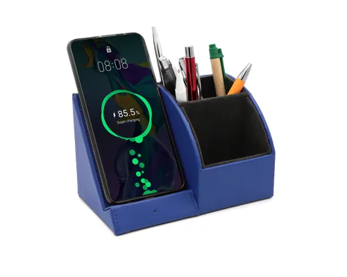 Настольный органайзер Prestige c беспроводной зарядкой, синий