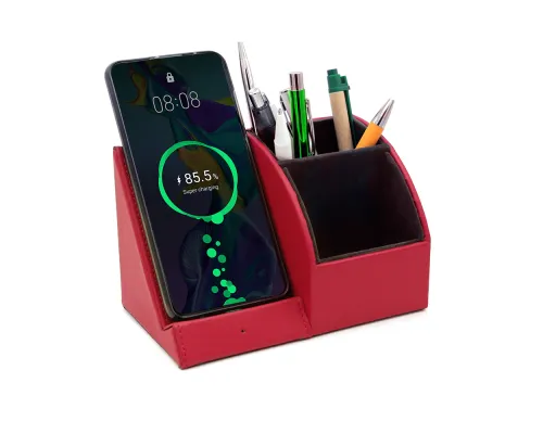 Настольный органайзер Prestige c беспроводной зарядкой, красный